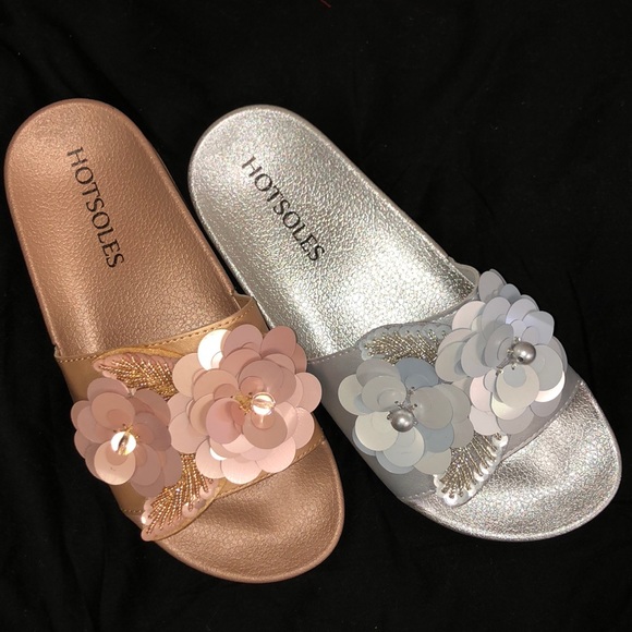 Rose Gold Flower Embellished Slides| MAKE A OFFER - Picture 8 of 8